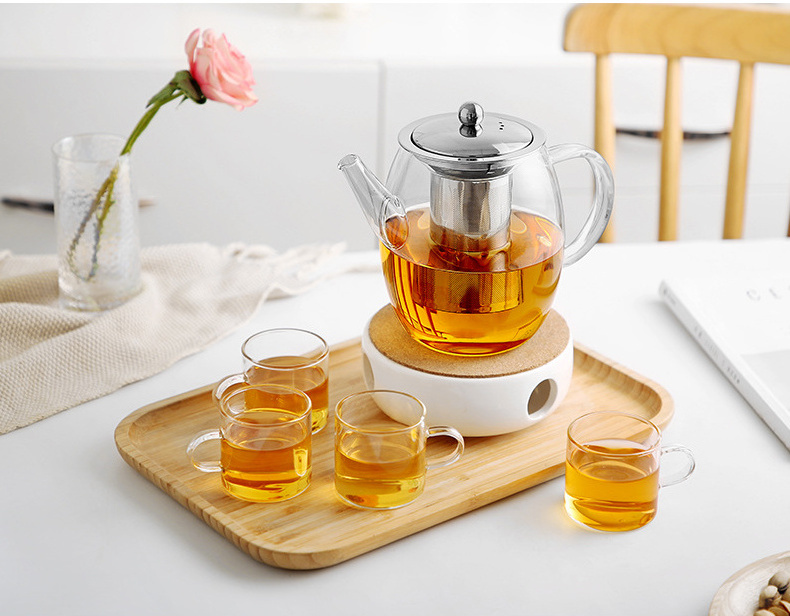 1200ml Large Loose Leaf Tea Maker Tea Brewer Stainless Steel Infuser Clear Glass Teapot with Big Handle