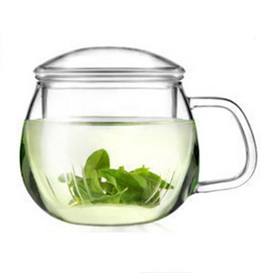 12OZ Glass Tea Infuser Mug Heat Resistant Borosilicate Glass Clear Tea Cup with Strainer for Loose Leaf Blooming Tea