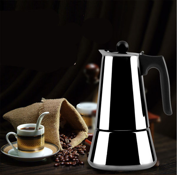 4CUPS Stainless Steel Espresso Percolator Coffee Stovetop Maker Mocha Pot for Use on Gas or Electric Stove