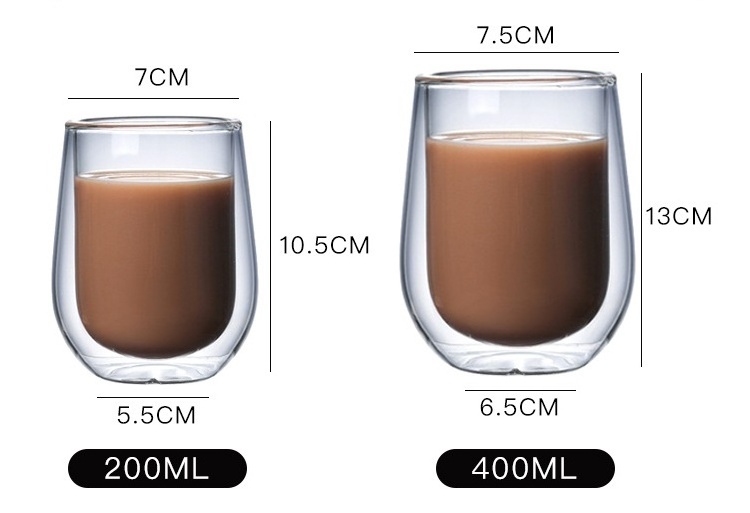 200ML Double Wall Insulated Thermal Cups Borosilicate Clear Glass Cups for Tea Milk Beverage Latte