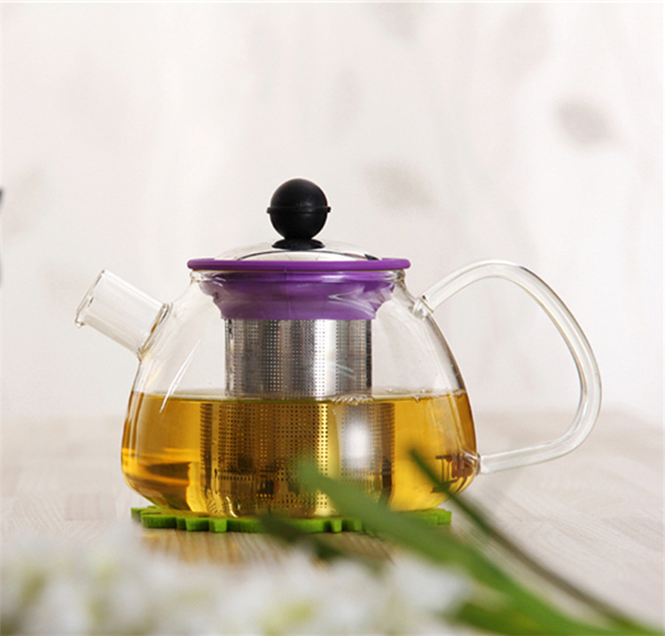 600ML 800ML Stovetop Safe Large Tea Pot Blooming Loose Leaf Hand Crafted Kettle Glass Teapot with Removable Infuser