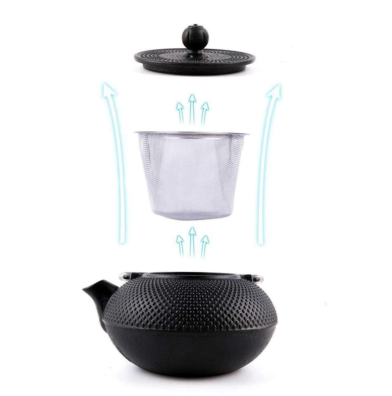 600ml 900ml 1200ml Stovetop Safe Japanese Cast Iron Teapot Enamel Coated Cast Iron Tea Kettle with Stainless Steel Infuser