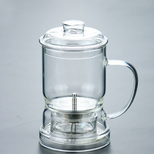 14oz Clear Black Easy Brew Tea Infuser Drip Free Design Loose Leaf Brewing Glass Tea Pot with Stainless Steel Filter