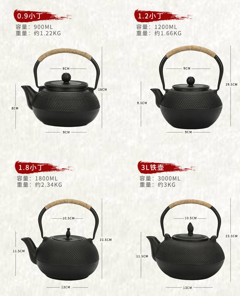 600ml 900ml 1200ml Stovetop Safe Japanese Cast Iron Teapot Enamel Coated Cast Iron Tea Kettle with Stainless Steel Infuser