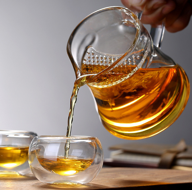 300ml Small Glass Pitcher High Temperature Resistant Clear Glass Tea Cup Chinese Kungfu Tea Set with Filter and Handle