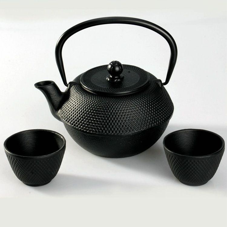 600ml 900ml 1200ml Cast Iron Teapot, Chinese Tetsubin Kettle Set with 2 Cups, Tea Infuser Black