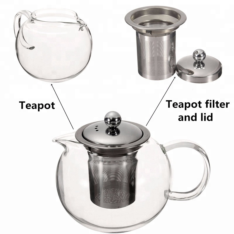 Glass Teapot Kettle with Stainless Steel Infuser - Stovetop Safe - Blooming and Loose Leaf Tea - Large Capacity 1200ml/40oz