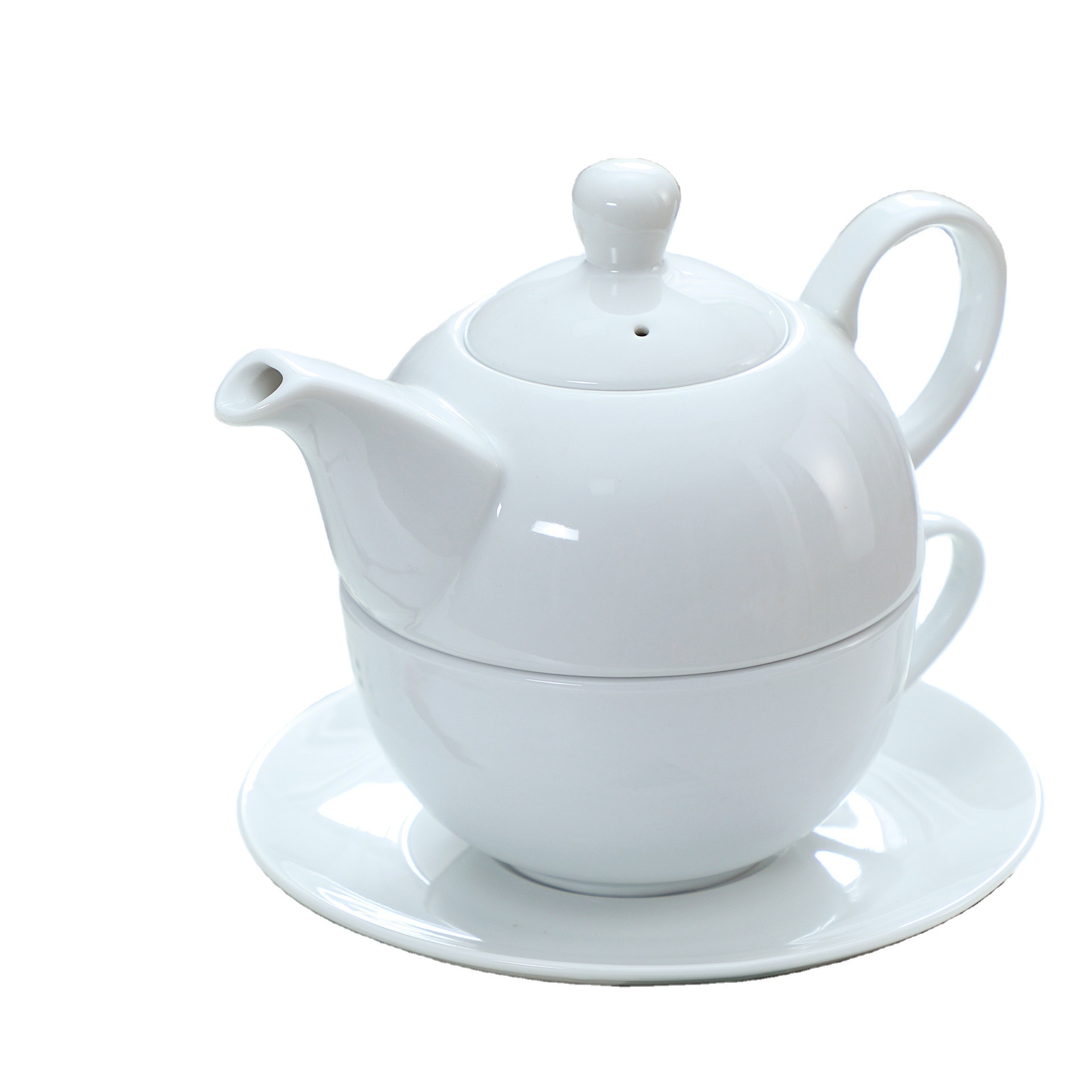 400ml Adults Office Home Gift Porcelain Teapot Set White Ceramic Tea For One Loose Leaf Tea Maker Set with Saucer