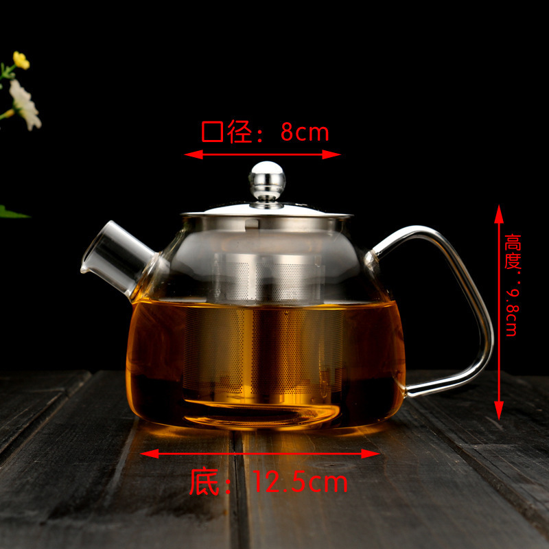 600ML 800ML Stovetop Safe Large Tea Pot Blooming Loose Leaf Hand Crafted Kettle Glass Teapot with Removable Infuser