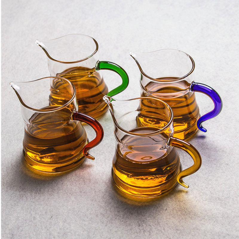 300ml Small Glass Pitcher High Temperature Resistant Clear Glass Tea Cup Chinese Kungfu Tea Set with Filter and Handle