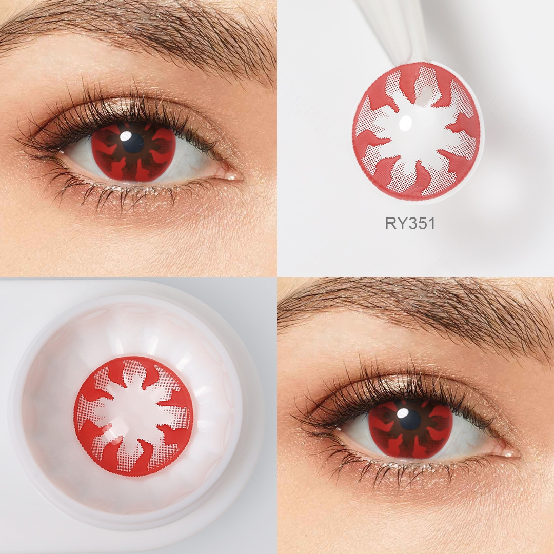 Pseyeche national flag colored contact lenses cosplay Anime lentilla de color Contacts pink heart Halloween Zombie contact Lens