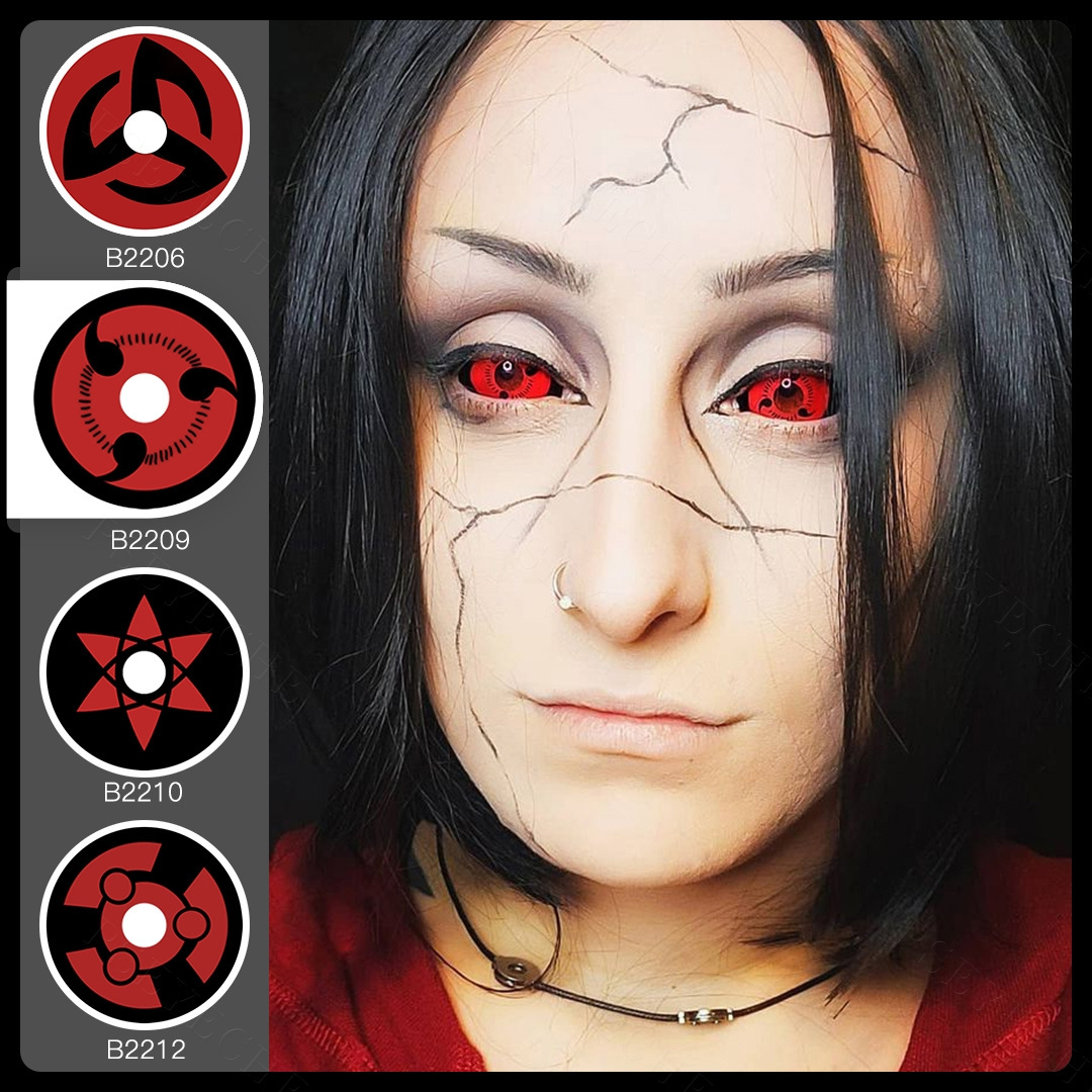 pseyeche 17mm sharingan contacts lenses wholesale crazy yearly anime eye contact lenses for cosplay sclera 22m