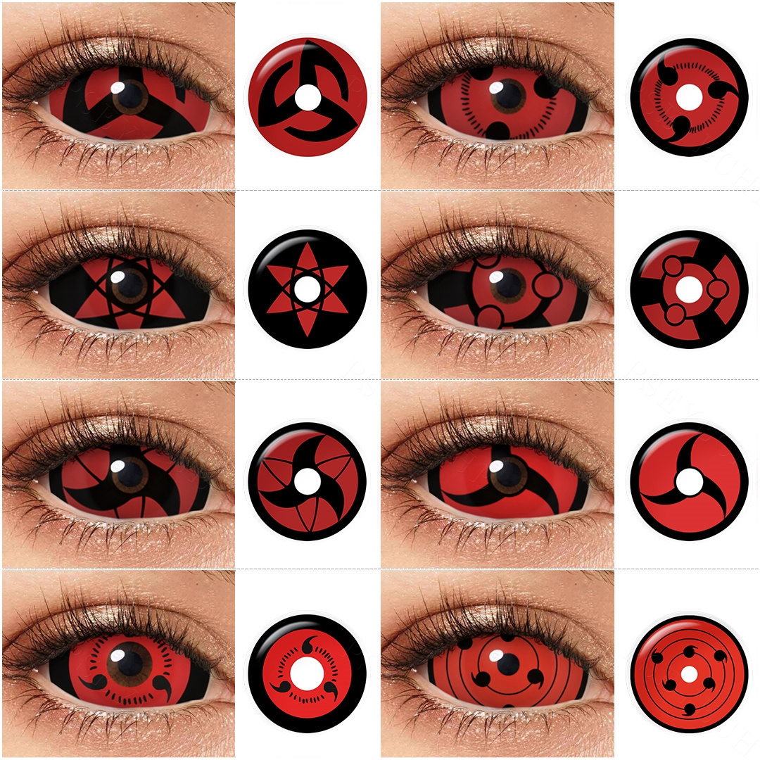 pseyeche 17mm sharingan contacts lenses wholesale crazy yearly anime eye contact lenses for cosplay sclera 22m