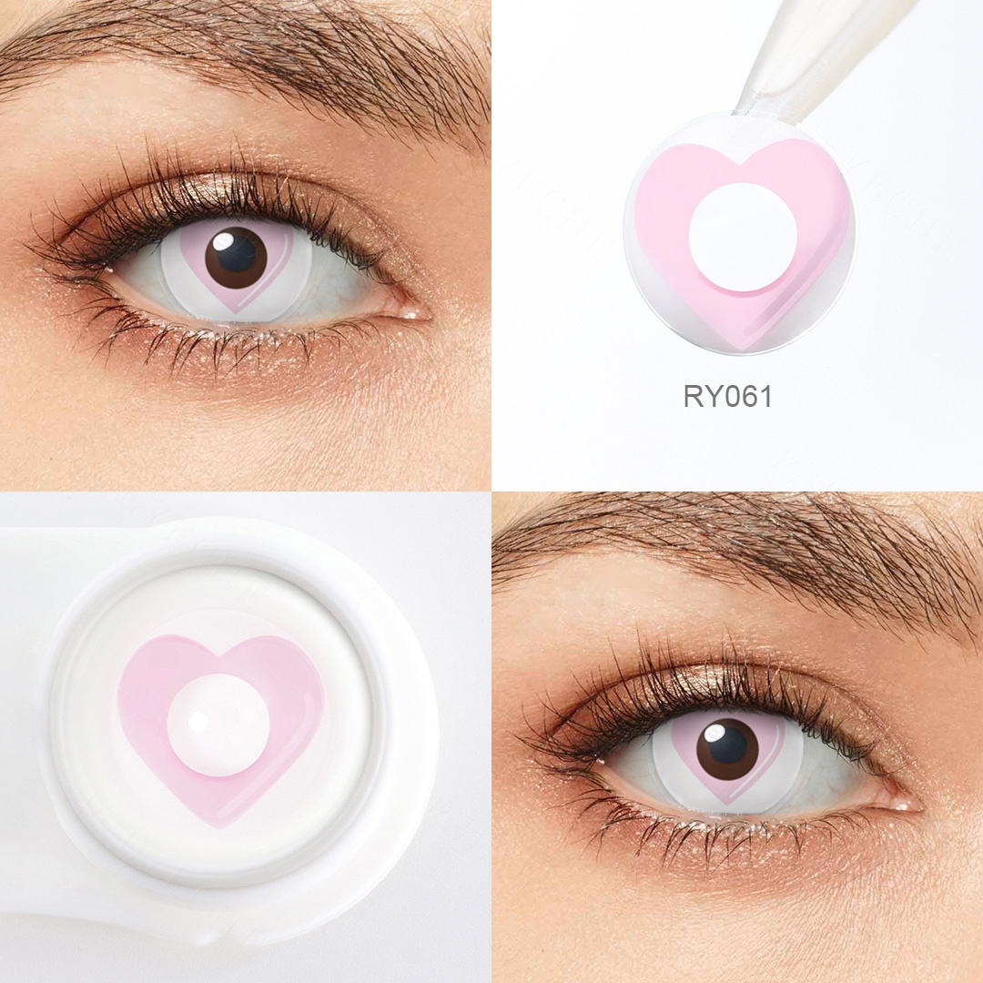 Pseyeche national flag colored contact lenses cosplay Anime lentilla de color Contacts pink heart Halloween Zombie contact Lens