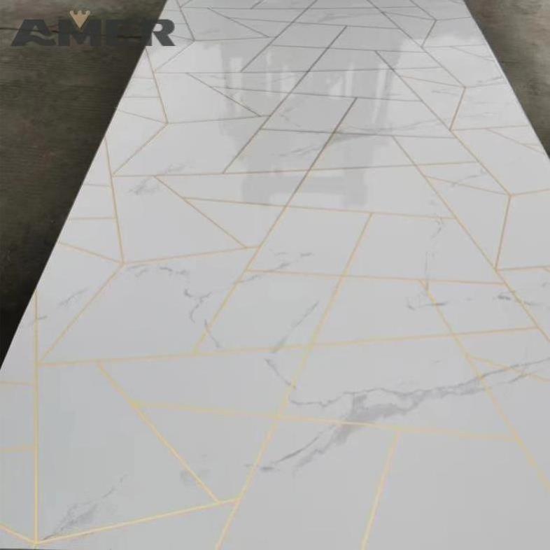 Amer factory price oem 1220*2440mm pvc marble wall panel peel and stick