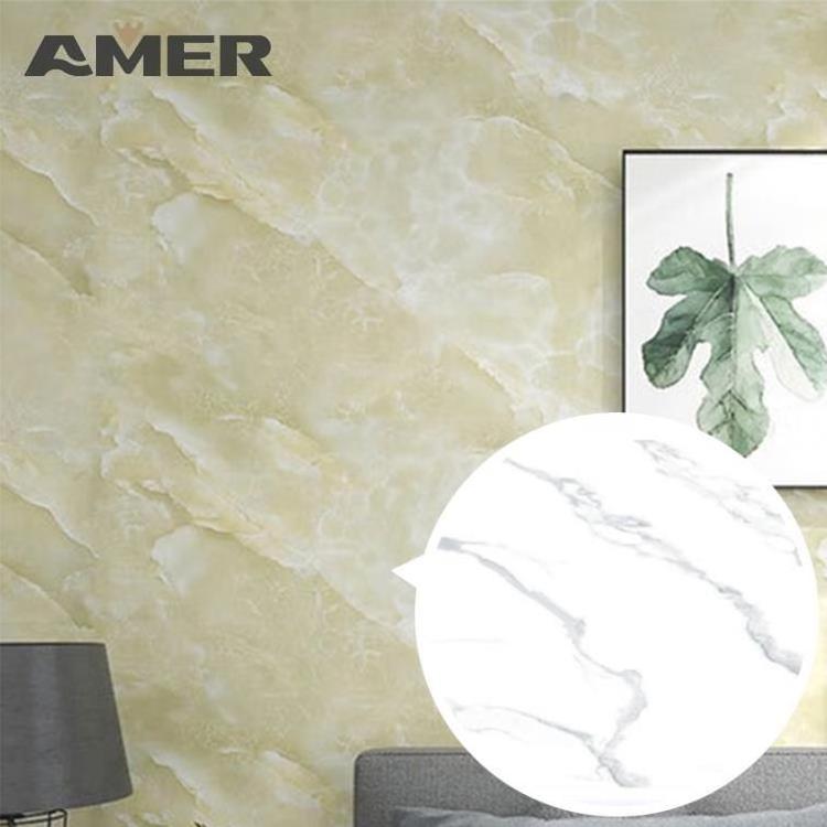 Amer OEM Factory 1220x2800/2900mm UV 6 Mm Panels Marble Resin Stone Texture Acrylic Solid Surface Shower Wall Panels