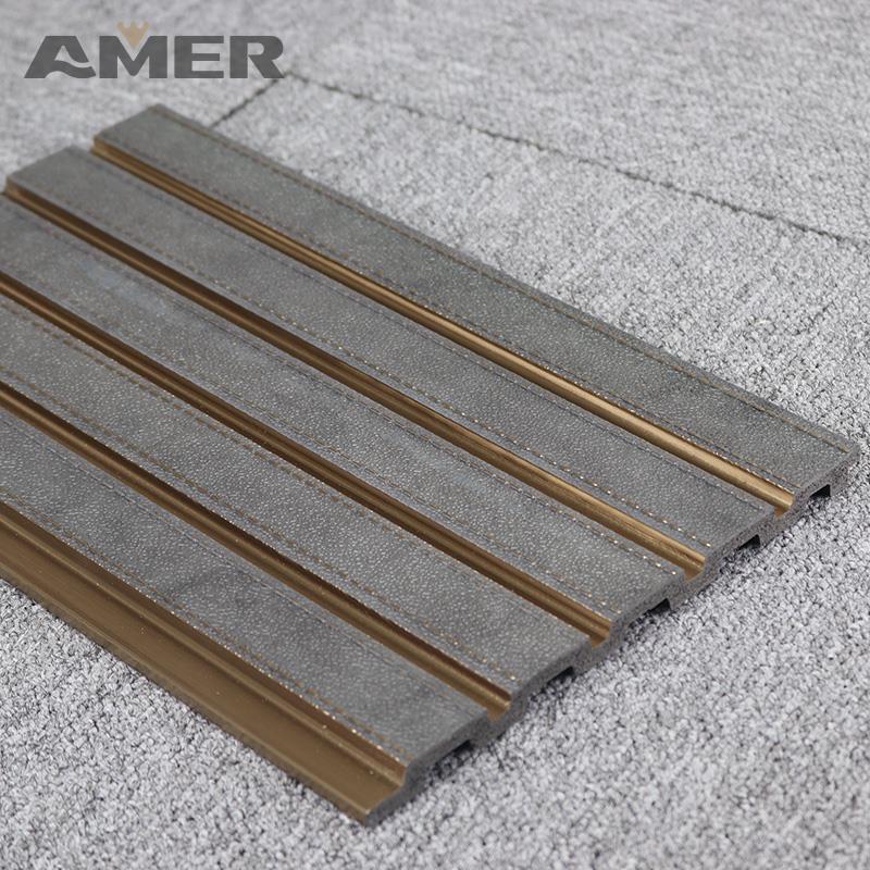 Rongke Factory OEM Waterproof Decorative Waterproof Exterior Gold Wood Outside Office Wall Panel Outdoor 3D