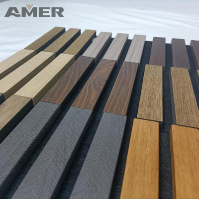 AMER polyester Art Acoustic Panels Soundproof Wall Panels Soundproofing Grooved Wooden Acoustic Wall Panel