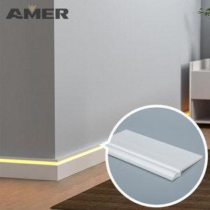 Rongke OEM Factory ps wall panel ps skirting board wood white led corner baseboard