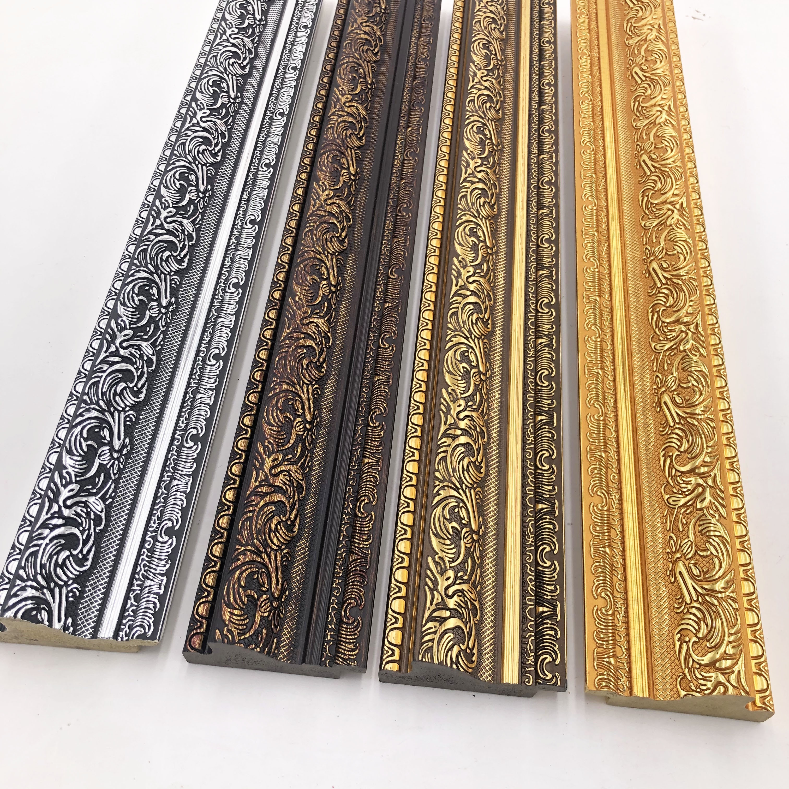 57*23mm embossed flower plastic picture photo frame moulding for mirror frame cheap price