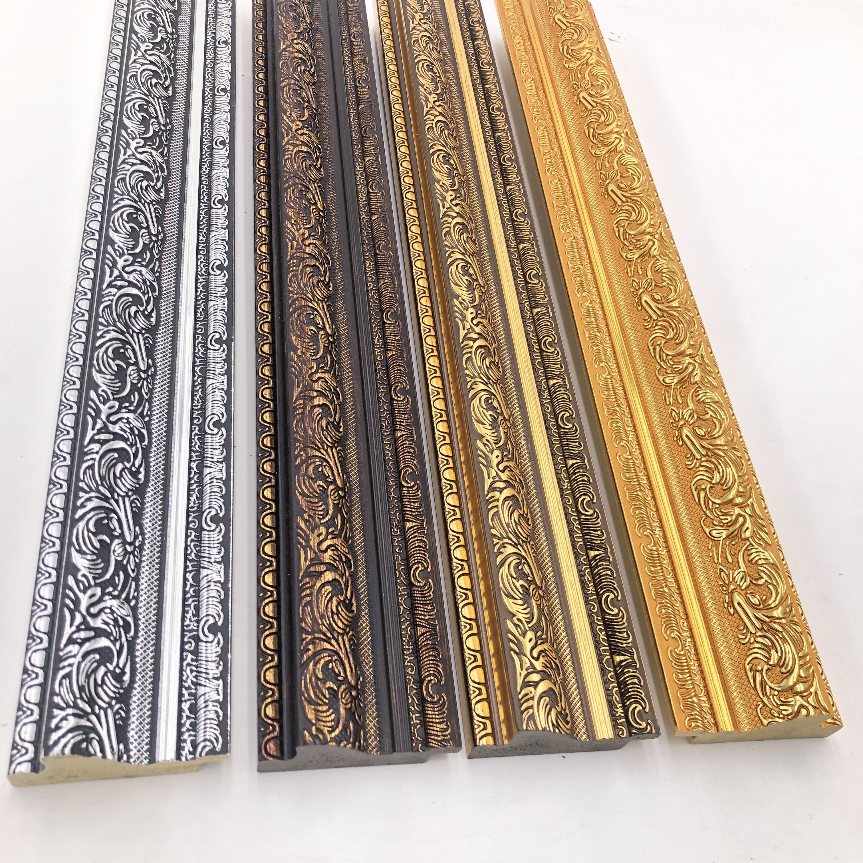 57*23mm embossed flower plastic picture photo frame moulding for mirror frame cheap price