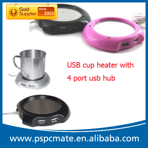 Promotion Gift Coffee USB Mug Warmer with 4 Port Usb Hub,China Novelty Gift Beverage USB Cup Warmer