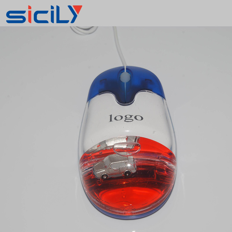 Corporate Gift Wired USB Mouse Filled with Liquid,USB Optical Mouse Aqua Mouse With Light Up LOGO