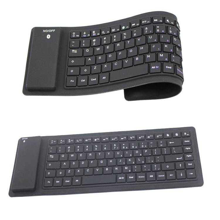 Wireless Flexible Roll up Keyboard ,portable Silicone Rollup Waterproof Wireless Keyboard for IOS Windows Android Tablets Laptop