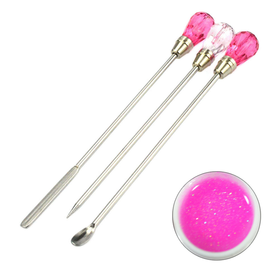 Nail art Powder Spoon Spatula Pin bar Stainless Steel Acrylic Stirring Rod UV Gel Glue Shake Stick Tattoo Tool Dotting Drill Pen