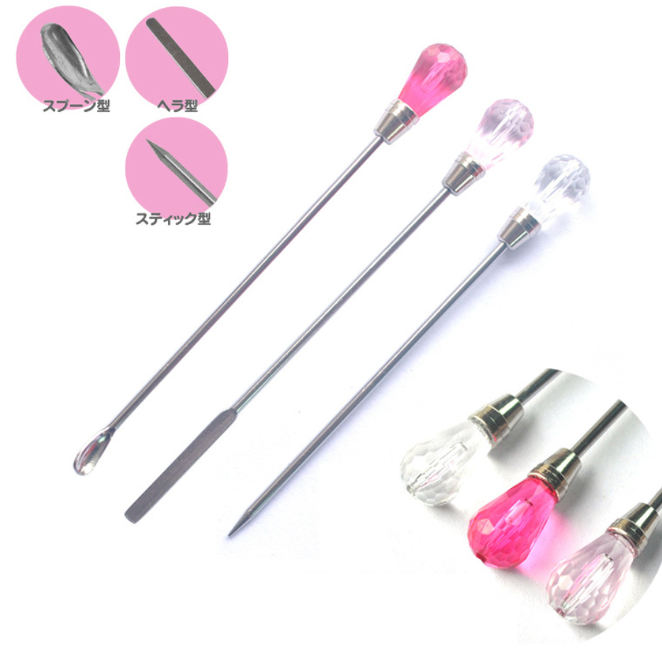 Nail art Powder Spoon Spatula Pin bar Stainless Steel Acrylic Stirring Rod UV Gel Glue Shake Stick Tattoo Tool Dotting Drill Pen