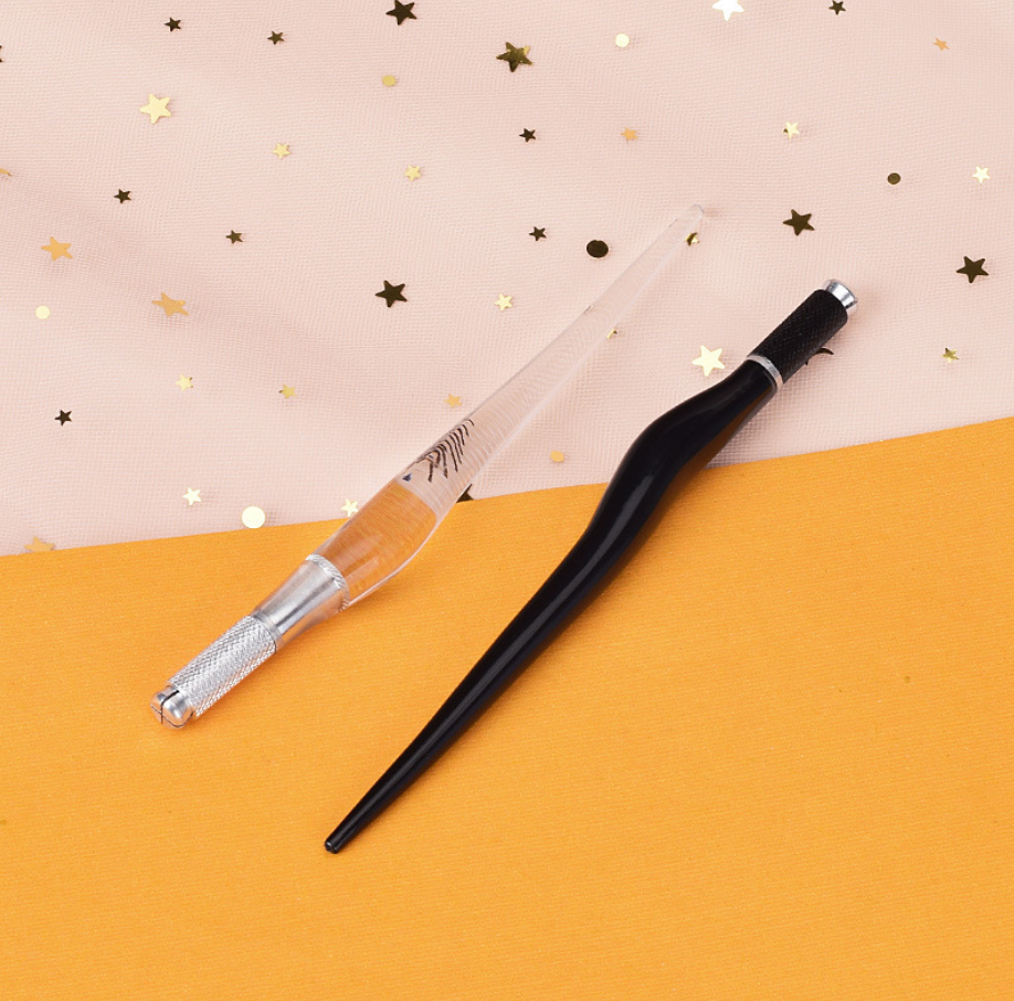 Permanent Eyebrow Tattoo Pen PCD Microblading Pen Acrylic Crystal Manual Pen Double Heads Rotary Tattoo Machine Needle Holder