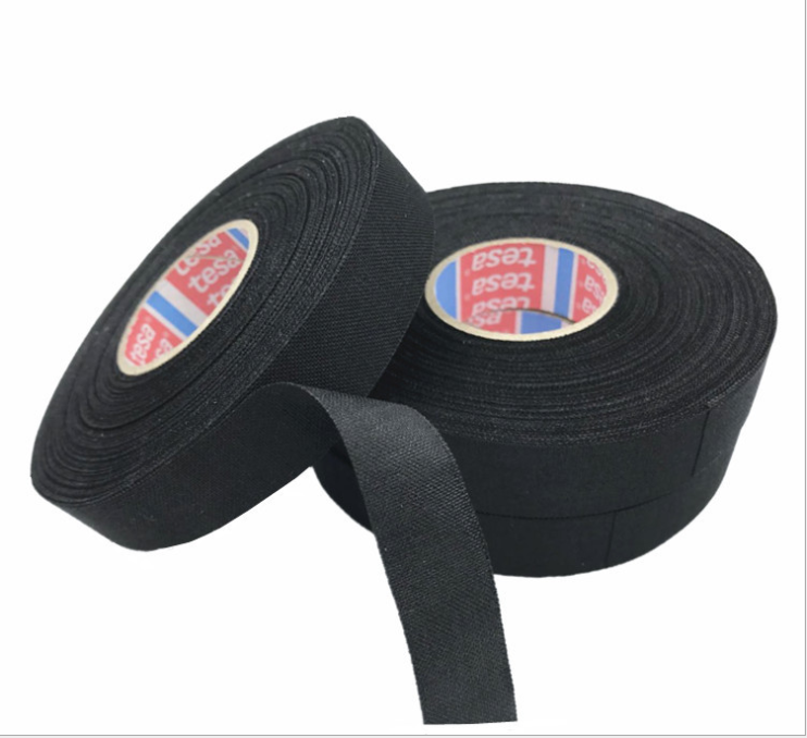 Wear resisting TESA 51608 tape 0.28mm thick Black PET polyester flannel automotive wiring harness cloth tape