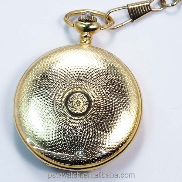 Fashion gold face chain cheap pocket watch japan movt quartz regal western pocket watch