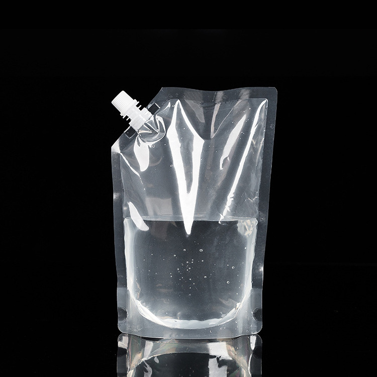 Free Sample Food Grade Plastic Beverage Packaging 250ML 500ML Transparent Stand Up Clear Drink pouches Spout Pouch Bag