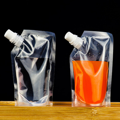 Free Sample Food Grade Plastic Beverage Packaging 250ML 500ML Transparent Stand Up Clear Drink pouches Spout Pouch Bag