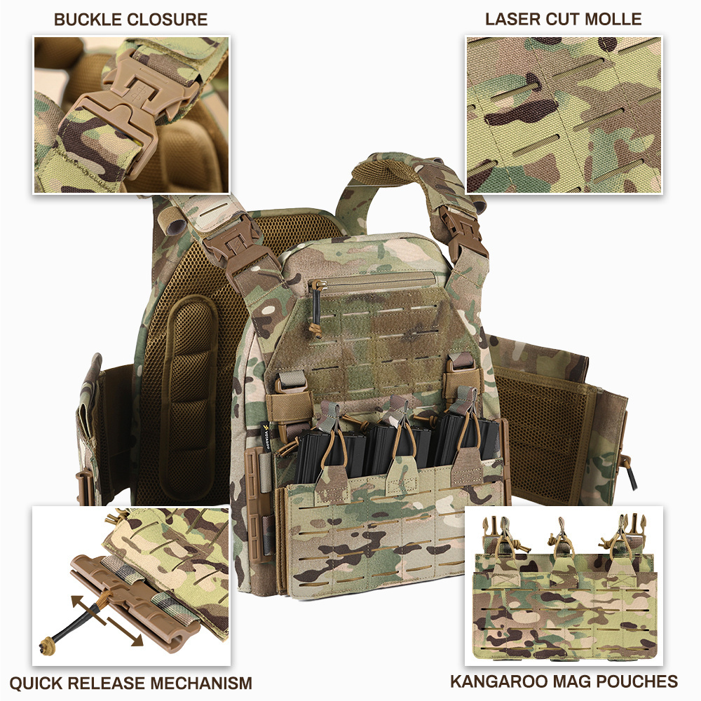 Outdoor 1000D Nylon Quick Release Tactical Vest Multi-purpose Molle Hiking Camouflage Protective Combat Versatile Tactical Vest