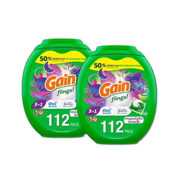 Gain flings Laundry Detergent Pacs Plus Aroma Boost, Moonlight Breeze Scent