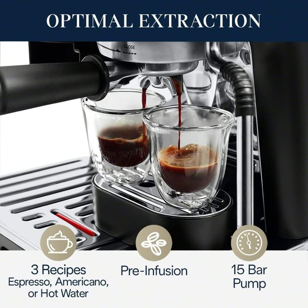 Espresso Machine with Grinder, Bean to Cup Coffee & Cappuccino Maker with Professional Steamer, My Latte Art Milk Frother, 1450W