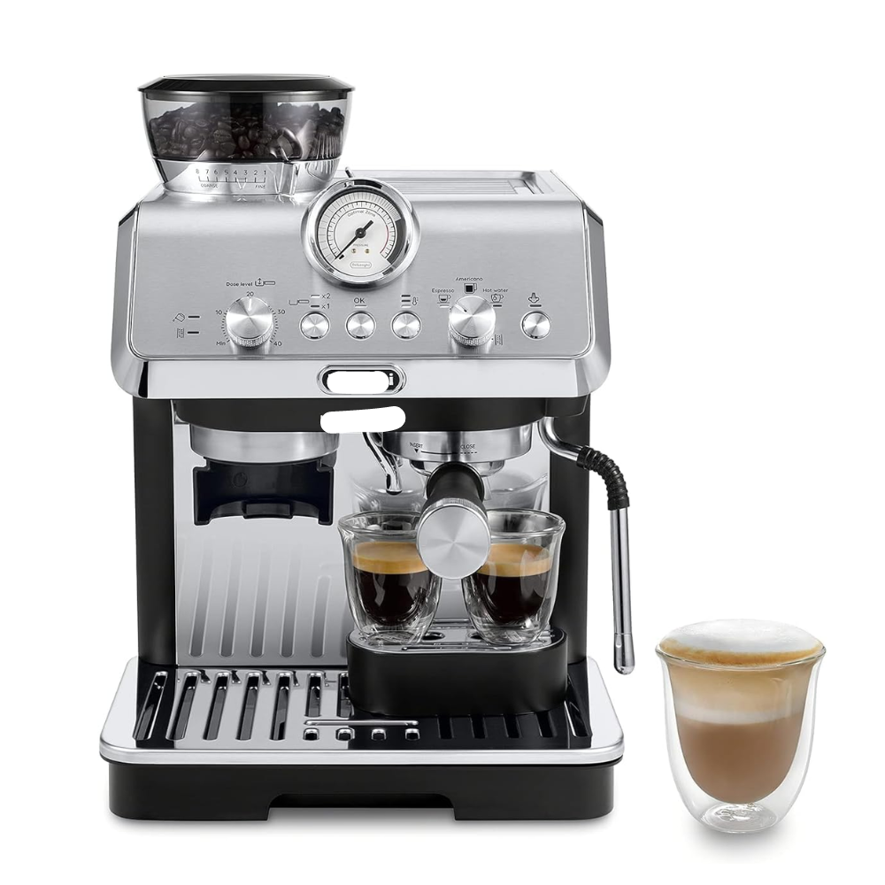 Espresso Machine with Grinder, Bean to Cup Coffee & Cappuccino Maker with Professional Steamer, My Latte Art Milk Frother, 1450W