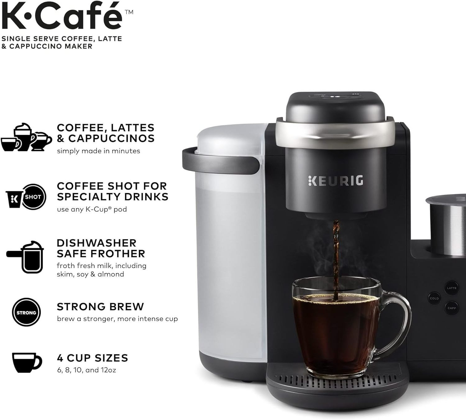 BEST SELLER Keurig K-Cafe Single Serve K-Cup Coffee, Latte and Cappuccino Maker, Dark Charcoal