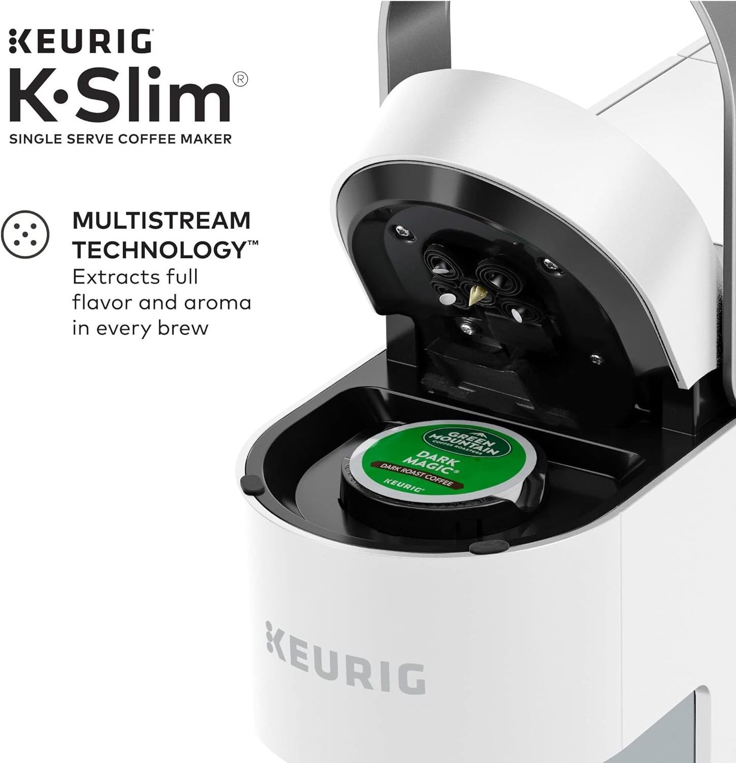 NEW DEAL  Single Serve K-Cup Pod Coffee Maker, Multistream Technology, White