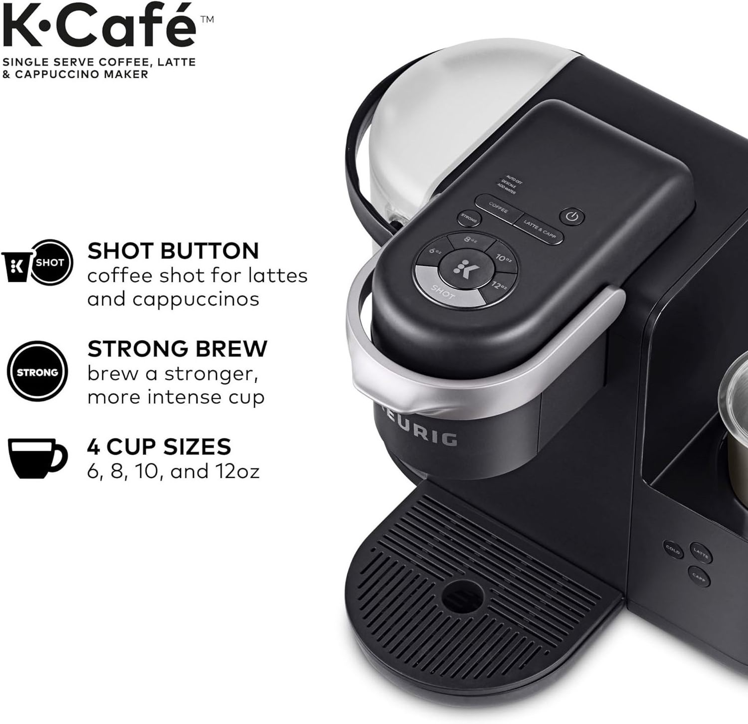 BEST SELLER Keurig K-Cafe Single Serve K-Cup Coffee, Latte and Cappuccino Maker, Dark Charcoal