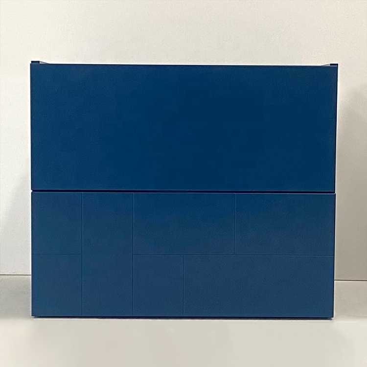 PTB Modern Block Panel 600 Two Drawer Satin Blue Bathroom Wall Hung Cabinet Vanity Furniture