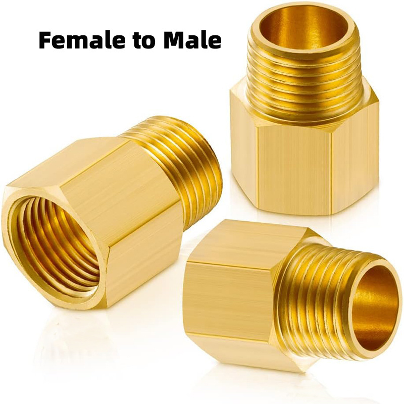 NPT Female Male Thread Flare Brass Pipe Fittings Copper Pipe Adapter Hexagon Brass Straight Reducing Union Bush Reducer Adapter