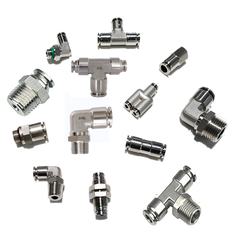 1/8 3/4 BSPT BSPP NPT Male Thread Pneumatic Push In Air Pipe Tube Fittings Stainless Steel Pneumatic Air Fittings