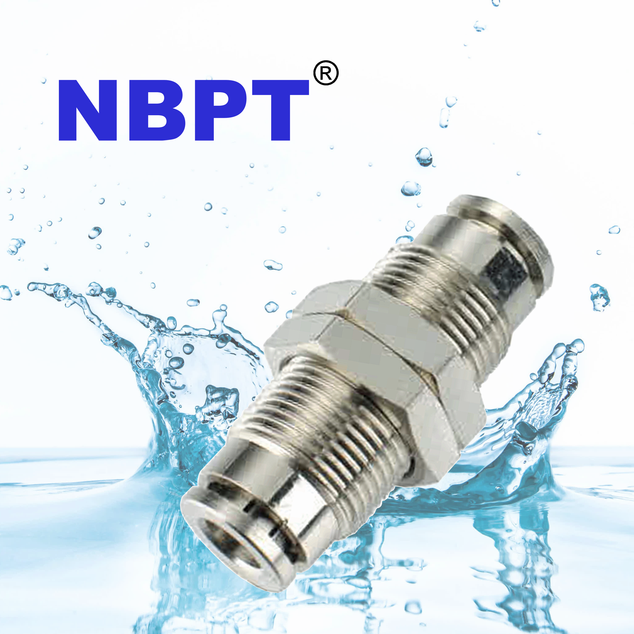 NBPT NPMT series double bulkhead union straight nickel-plated brass pneumatic push in fitting metal