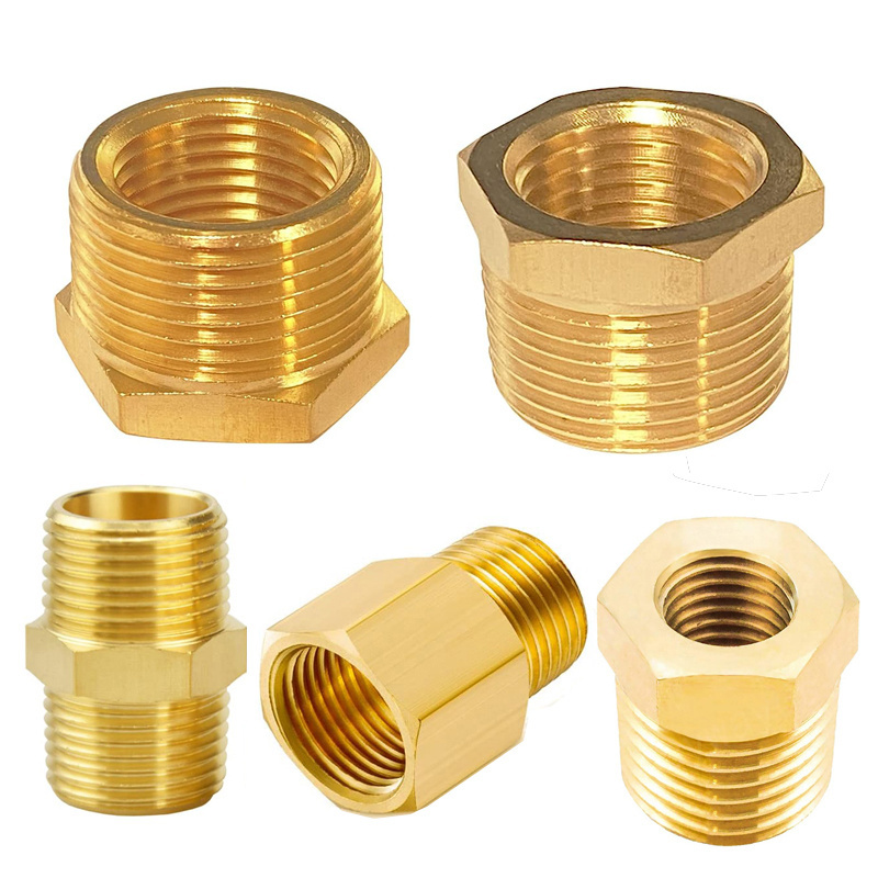 NPT Female Male Thread Flare Brass Pipe Fittings Copper Pipe Adapter Hexagon Brass Straight Reducing Union Bush Reducer Adapter