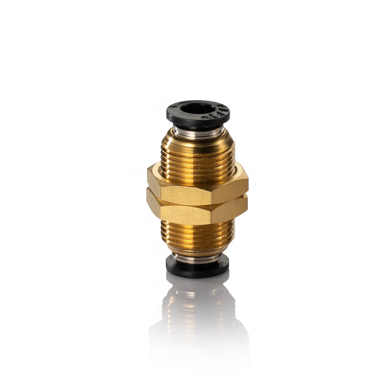 PM & NPMT Air Pneumatic Straight Double Bulkhead Union Hose Tube One Touch Push Into Gas Connector Brass Quick Fitting