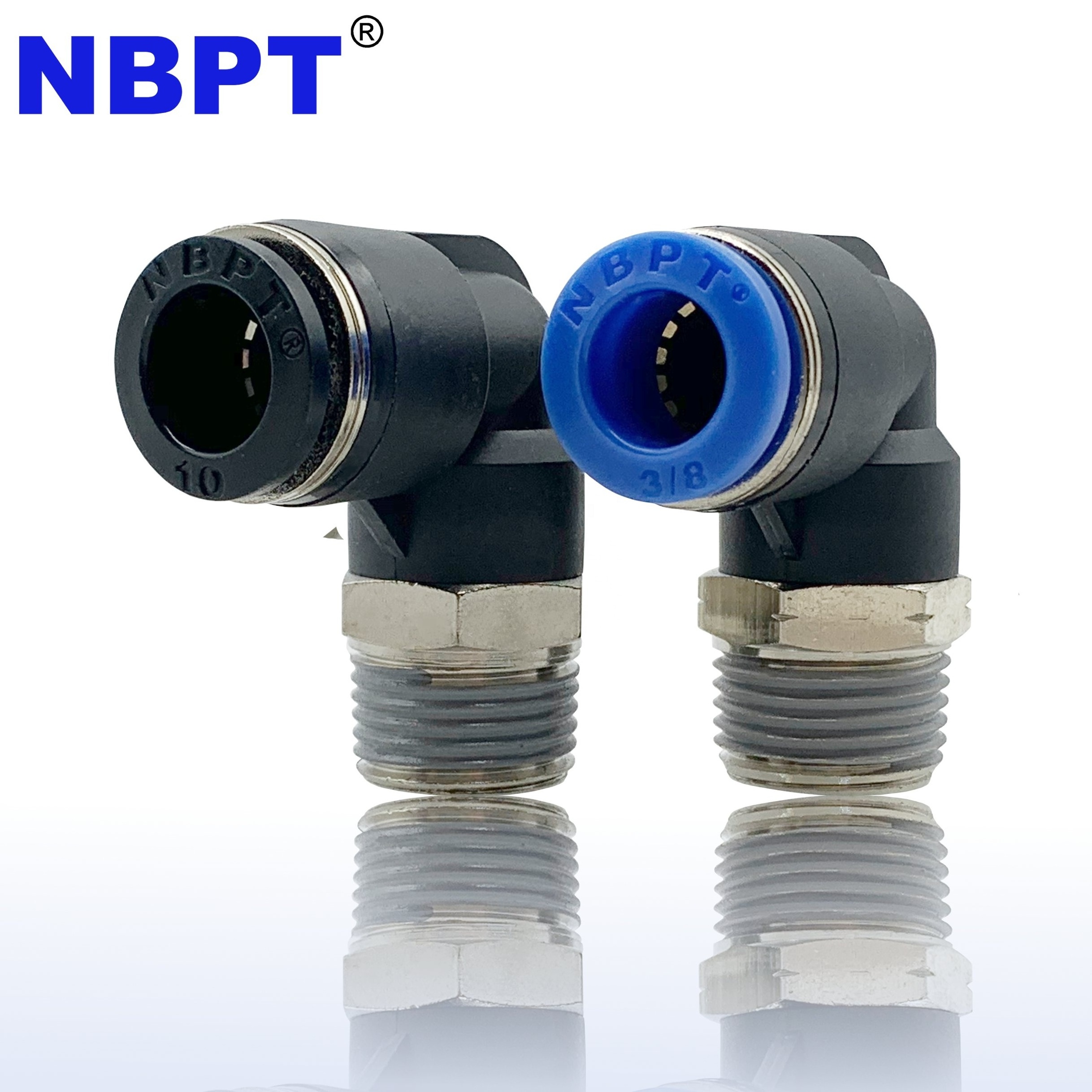 PL Series Elbow 90 Degree Push In To Connect Plastic Brass Pneumatic Polyurethane Nylon Tube Fitting