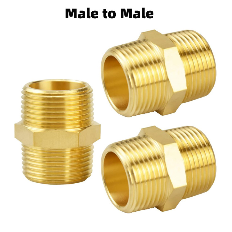 NPT Female Male Thread Flare Brass Pipe Fittings Copper Pipe Adapter Hexagon Brass Straight Reducing Union Bush Reducer Adapter